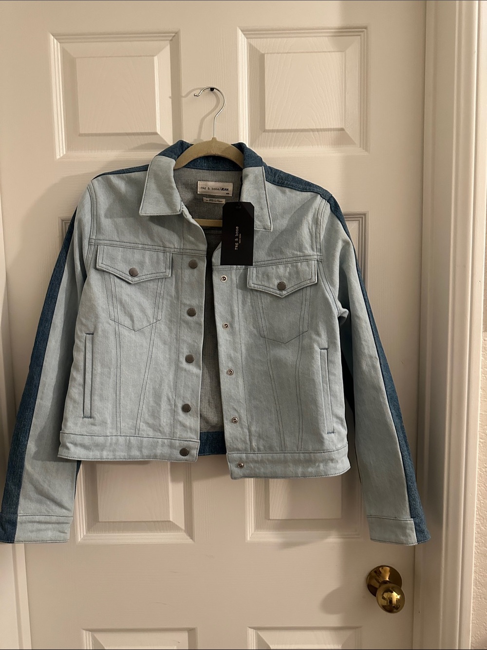 rag & bone Two-Tone Light and Dark Blue Denim Jacket - Women